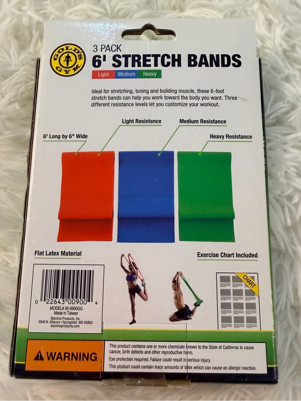 Stamina 3-Pack 6-Foot Resistance Bands Light Medium Heavy New - Picture 4 of 8